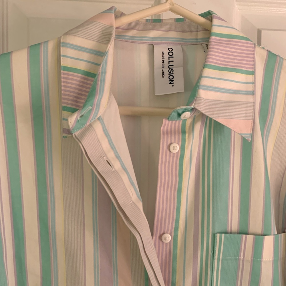 COLLUSION Button Up Shirt Dress